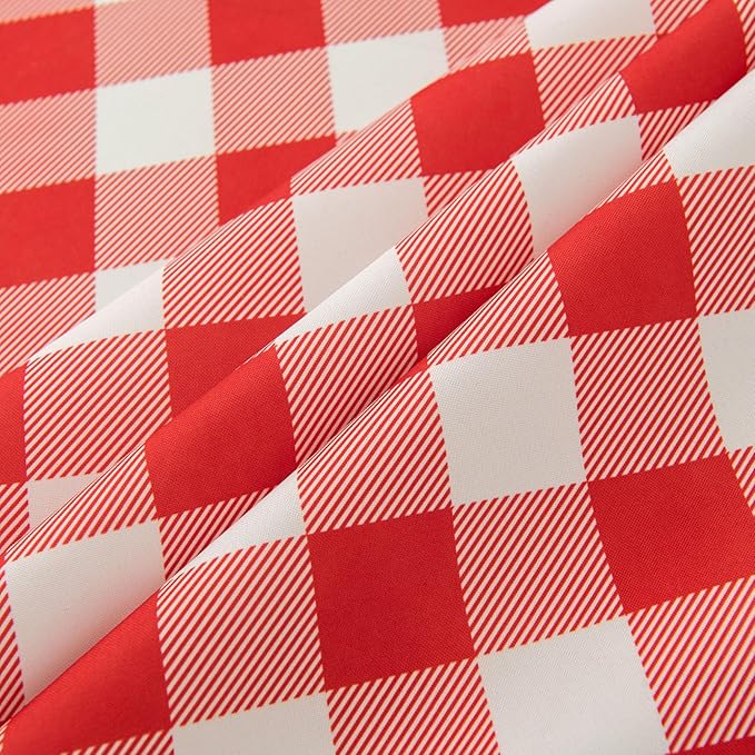 Waterproof Plaid Tablecloth Fabric - Round 50 Inch Classic Gingham Checker Table Cloth for Indoor/Outdoor Use - Buffalo Table Cover for Picnics, BBQs, and Parties
