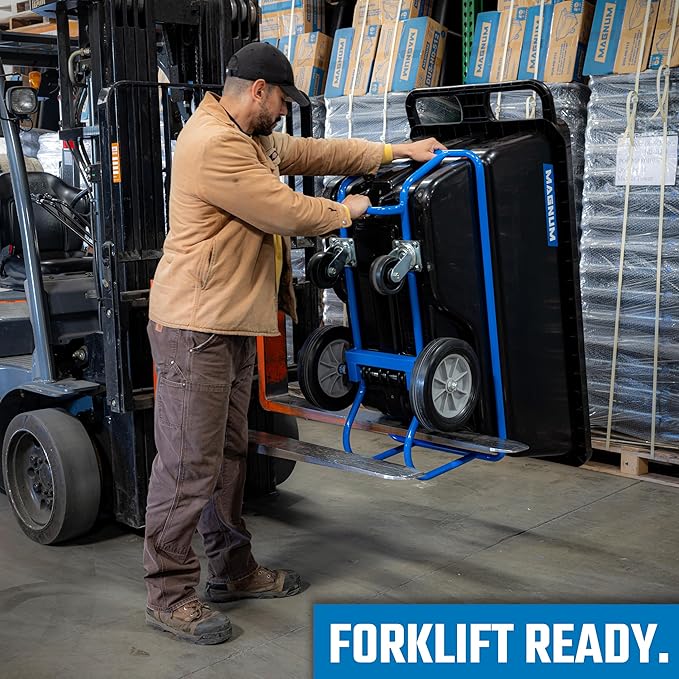 Tilt Truck, 1/2 Cu. Yd. Capacity Dump Cart with Heavy Duty 12” Wheels & 5” Casters & Forklift-able Frame for Jobsites, 850 lbs, Trash Cart with Wheels DUC12T-F