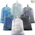 6 Pack 24 x 36 Inches Blue Mesh Laundry Bag with Handles Machine Washable Secure Drawstring Closure Large Sturdy Mesh Net Laundry for College Travel Dorm Laundromat