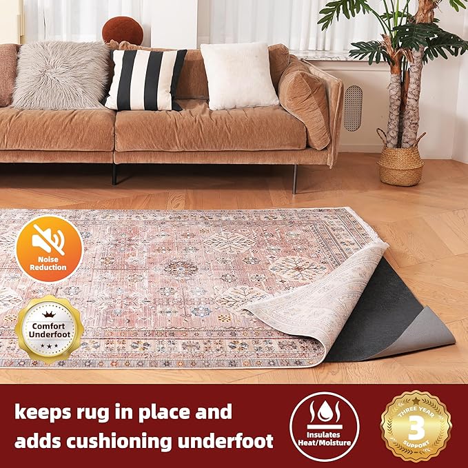 BAGAIL Felt and Natural Rubber Backing Rug Pads 1/4” Thick, 2.5 x 9.5 Ft Non Slip Rug Gripper Keep Rugs in Place, Under Area Rug Protective Cushioned Pads, Carpet Runners, Hardwood Floors Protection