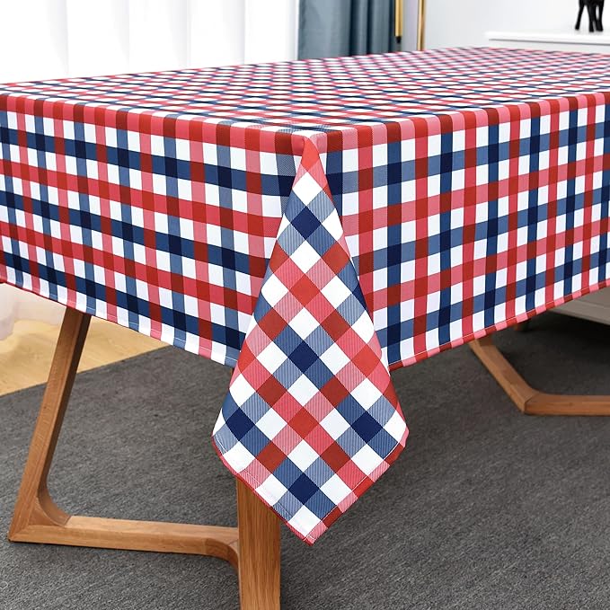 Waterproof Plaid Tablecloth Fabric - Square 58x58 Inch Classic Gingham Checker Table Cloth for Indoor/Outdoor Use - Buffalo Table Cover for Picnics, BBQs, and Parties