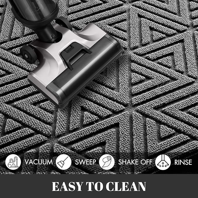 Yimobra Outdoor Mats for Front Door 29.5x17, All-Weather Waterproof Non-Slip Outdoor Door Mat Outside Eentrance, Garage/Patio Entryway Indoor Doormat, Easy Clean, Grey