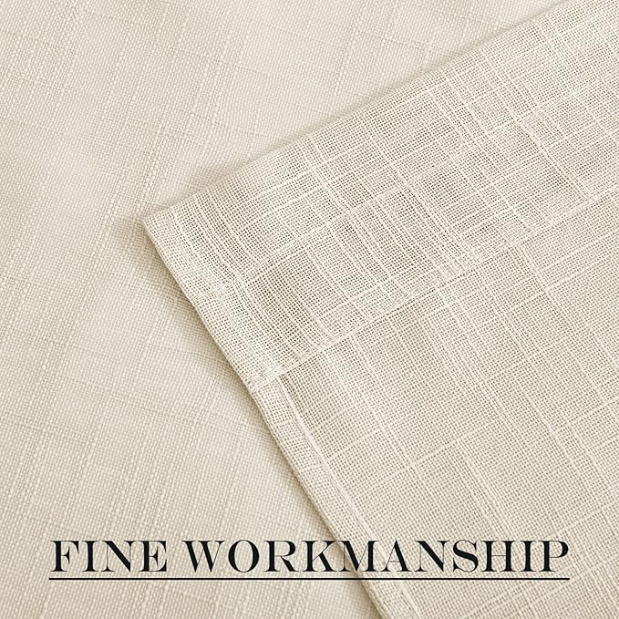 NICETOWN Linen Textured Door Panel - Semitransparent Sheer Curtain Privacy Semi Voile French Door Drape (Beige, 52 inches Wide x 40 inches Long, 1 Panel, Matching 1 Tieback Included)