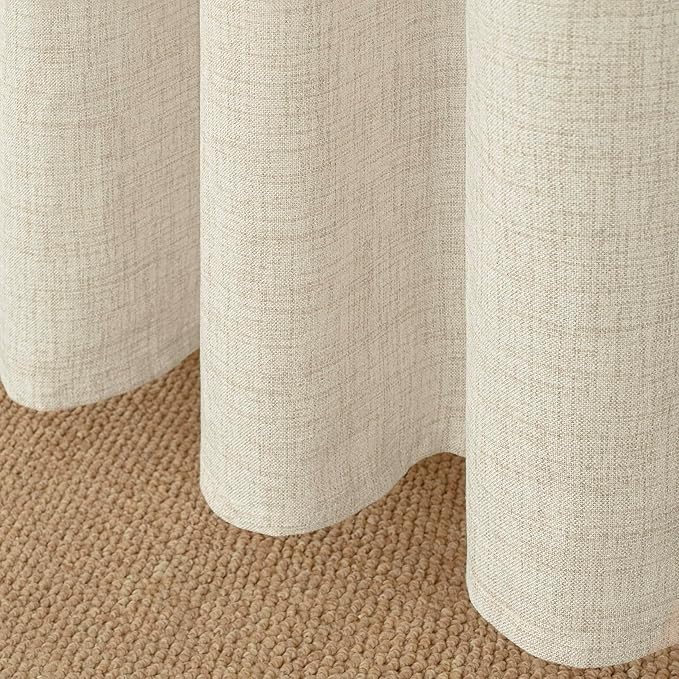 YoungsTex Boho Linen Curtains 36 Inch Length for Kitchen Cafe Window, Semi Sheer Half Window Drapes with Rod Pocket Back Tab Light Filtering Short Curtain for Bathroom, 2 Panels, 30 X 36 Inch
