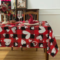 Red Waterproof Plaid Valentines’ Day Tablecloth Fabric - Square 58x58 Inch Classic Love Heart Table Cloth for Indoor Use - Checkered Table Cover for Picnics, Dinner, and Parties
