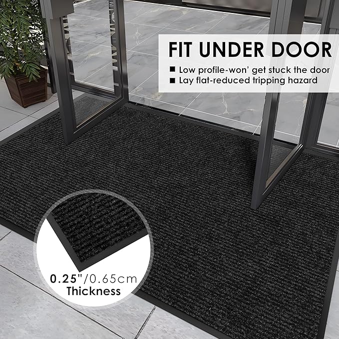 3′ x 60′ Front Door Mat Indoor Outdoor Entrance, Commercial Floor Mat Heavy Duty Dirt Trapper Entryway Doormat, Custom Size Non Slip Rubber Backing Welcome mat, Door Mat for High Traffic Area