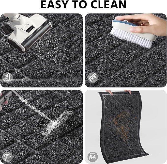 Front Door Mat Indoor Outdoor Entrance, 30" x 36" Heavy Duty All-Season All-Weather Waterproof Doormat Trap Dirt and Moisture Easy Clean Low Profile Patio Porch Entryway Mat