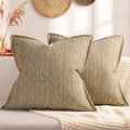 ZWJD Pillow Covers 18x18 Set of 2 Soft Polyester Textured Pillow Covers with Stylish Flange Edge Cozy Farmhouse Throw Pillows for Couch Bed Sofa Living Room