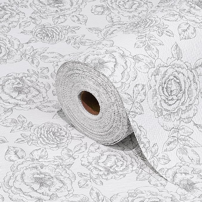 Drawer and Shelf Liner for Kitchen Cabinets Non-Adhesive, Non-Slip Cabinet Liner Shelf Paper Strong Grip Waterproof Easy to Clean for Kitchen Shelves Cupboard, Flower,23.6IN X 20FT