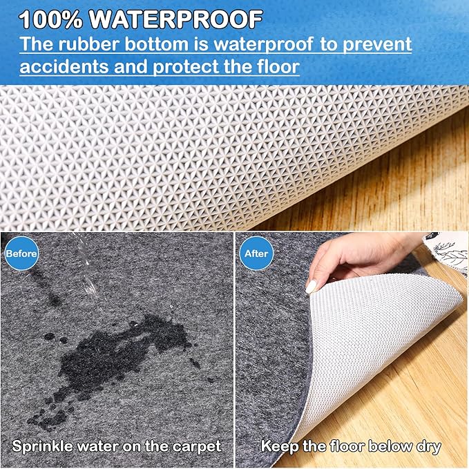 Non-Slip Rug Pads 10 x 14 ft, 100% Waterproof Extra Large Area Rugs Non Skid Rug Pad for All Floors and Finishes Durable Hardwood Floor Protective Felt Keeps Rugs in Place, Safe and Secure