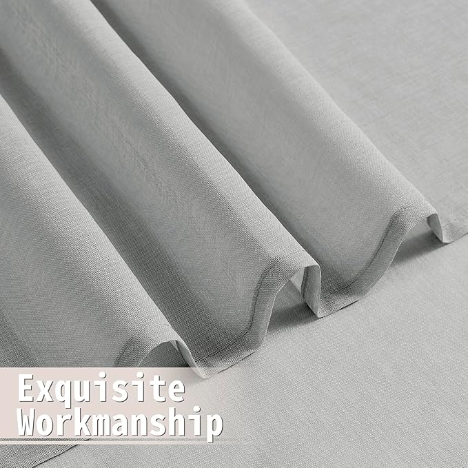 Tollpiz Short Sheer Door Curtains Closet Linen Textured Curtains Sheer Doorway Light Filtering Voile Patio Glass Door Rod Pocket Curtain French Door, 54 x 40 inches Long, Silver Grey, Set of 1 Panel