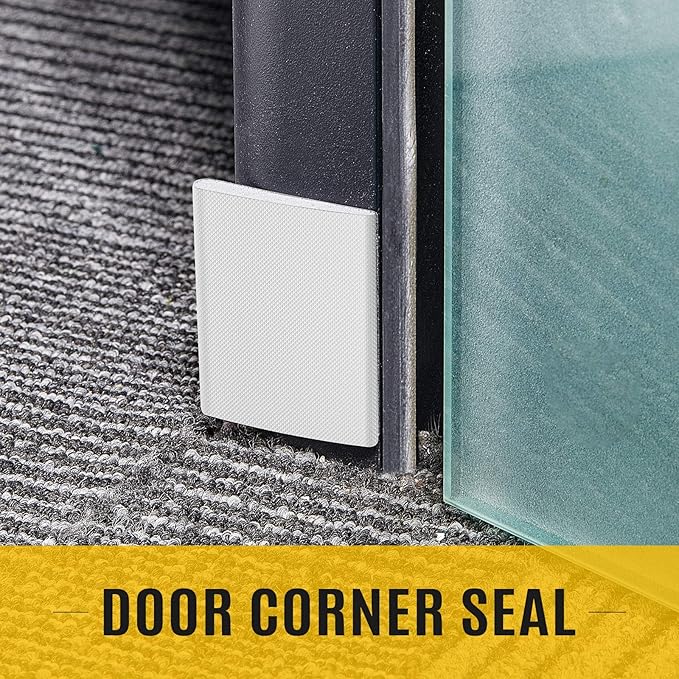 Zonon 16 Pieces Door Corner Seal Weatherstripping Exterior Door Frame Seal Draft Stopper Adhesive Corner Pads for Weather Stripping and Draft Protection (White)