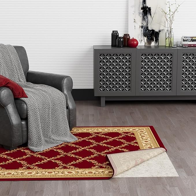 Ottomanson 2'7" x 7' Non-Slip Rug Pad Gripper 1/12 Inch Ultra Thin Dual Surface Felt + Rubber Gripper - Safe for All Floors, Cream