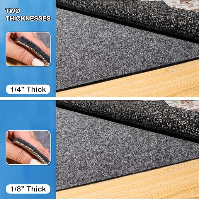 Non-Slip Rug Pads 4 x6 ft, 100% Waterproof Rugs Non Skid Rug Pad for All Floors and Finishes Durable Hardwood Floor Protective Felt Keeps Rugs in Place, Safe and Secure