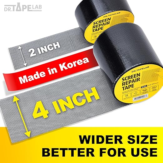 Black Window Screen Repair Tape, 2 in X 8.5 FT, Screen Repair Kit for Windows or Doors, Strong Adhesive Patch Kit Fiberglass Mesh Tape