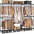 Clothes Rack, Portable Closet, 80.7 Inch Extra Large Capacity Wardrobe Closet, Clothes Storage Organizer with Shelves and 5 Hanging Rods, Easy to Assembly, Black PCT036B01