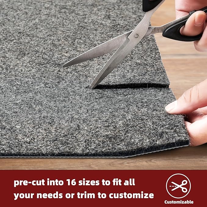 BAGAIL Felt and Natural Rubber Backing Rug Pads 1/4” Thick, 8 x 11 Ft Non Slip Rug Gripper Keep Rugs in Place, Under Area Rug Protective Cushioned Pads, Carpet Runners, Hardwood Floors Protection