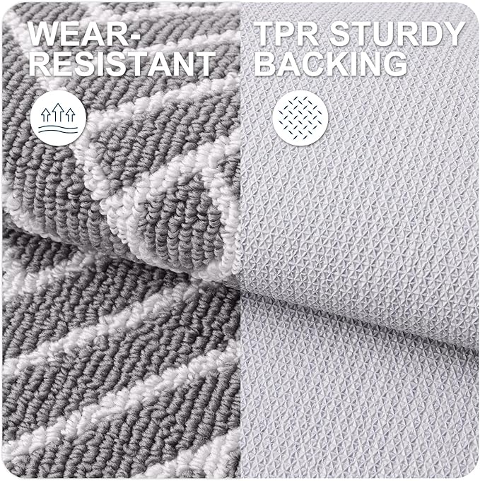 OLANLY Indoor Door Mat, 32x20 Inch, Dirt Resistant and Absorbent, Non-Slip Rubber Backing Floor Mats, Easy Clean Low-Profile Doormat for Entryway, Front Door, and Inside Entrance, Grey