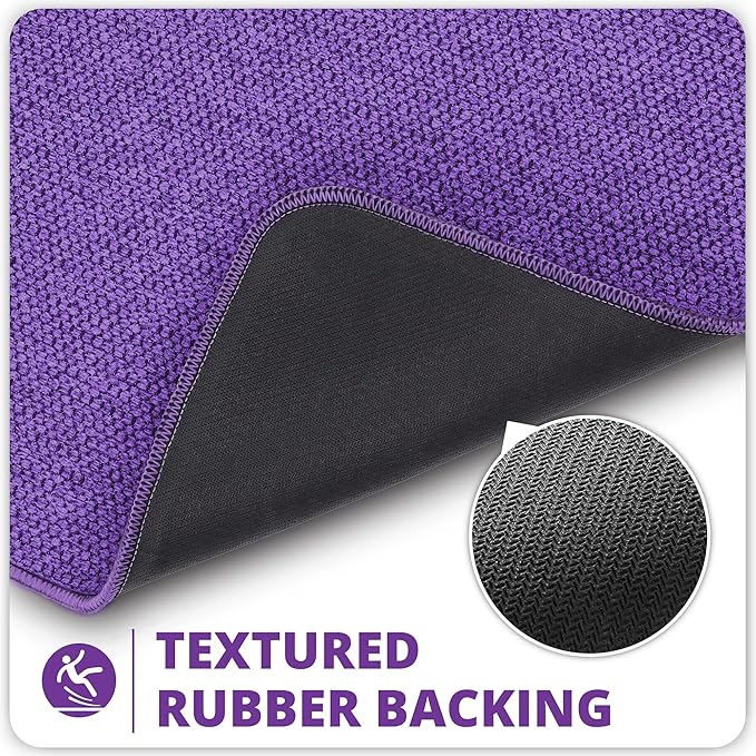 Bath Mat,Ultra Thin Bathroom Rugs,Rubber Bath Mats for Bathroom,No Slip Bath Rugs,Quick Dry,Machine Washable,Low Pile,Absorbent,Shower Outside,Sink,Home Decor Accessories.Purple,1'8"x2'8"(20x32inch)