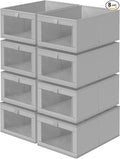 Criusia 8 Pack Linen Closet Organizers and Storage, Large Linen Closet Baskets for Organization, Foldable Storage Containers for Toys, Clothing, Towels, Jeans, Books, Shelves, Grey