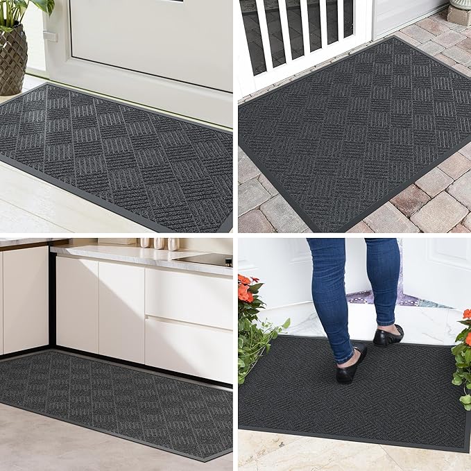 Front Door Mat, 6' x 3' Heavy Duty Indoor Outdoor Doormat, Non-Slip Backing Welcome Mats for Entryway, Low Profile, Commercial Door Mats