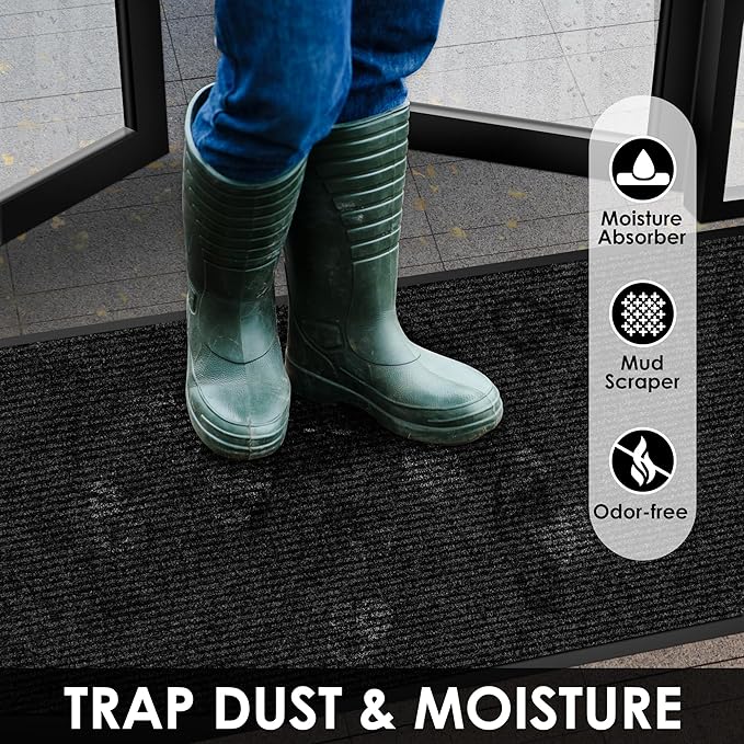 2′ x 2′ Front Door Mat Indoor Outdoor Entrance, Commercial Floor Mat Heavy Duty Dirt Trapper Entryway Doormat, Custom Size Non Slip Rubber Backing Welcome mat, Door Mat for High Traffic Area