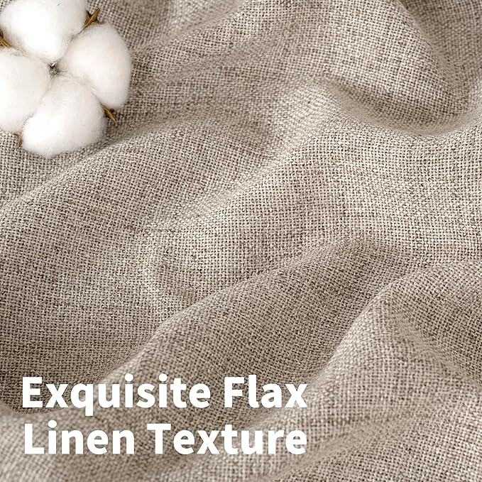 YoungsTex Small Linen Curtains 36 Inch Length for Kitchen Window Over Sink, Cafe Drapes Semi Sheer with Rod Pocket Back Tab Light Filtering for Bathroom Window, Dark Oatmeal, 2 Panels, 30 X 36 Inch