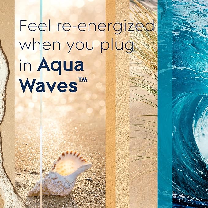 Glade PlugIns Refills Air Freshener, Scented and Essential Oils for Home and Bathroom, Aqua Waves, 6.7 Fl Oz, 10 Count (Packaging May Vary)