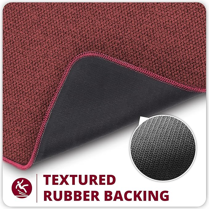 Bath Mat,Ultra Thin Bathroom Runner Rugs,Large Bath Mats for Bathroom,Quick Dry,Non-Slip,Machine Washable,Low Pile,Bath Rug,Shower Outside,Sink,Home Decor Accessories.Red,1'5"x2'11"（17x35inch）