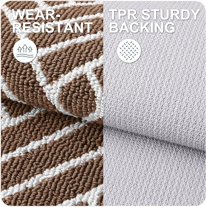 OLANLY Large Indoor Door Mat, 59x35 Inch, Dirt Resistant and Absorbent, Non-Slip Rubber Backing Floor Mats, Easy Clean Low-Profile Doormat for Entryway, Front Door, and Inside Entrance, Coffee