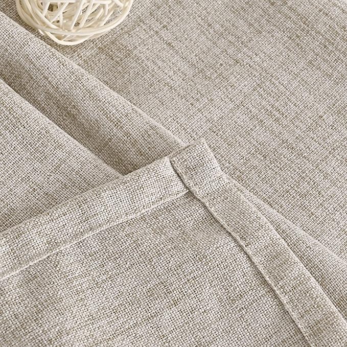 YoungsTex Natural Linen Curtains 45 Inch Length for Kitchen Bathroom Window, Burlap Semi Sheer Drapes with Rod Pocket Back Tab Light Filtering for Cafe Bedroom Counrty, 52 X 45 Inch, 2 Panels