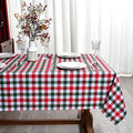 Gingham Xmas Tablecloth Fabric - Oblong 58x120 Water Resistant Christmas Plaid Table Cloth for Indoor/Outdoor Use - Red Tabletop Cover Perfect for Birthday, Picnics, Gardens