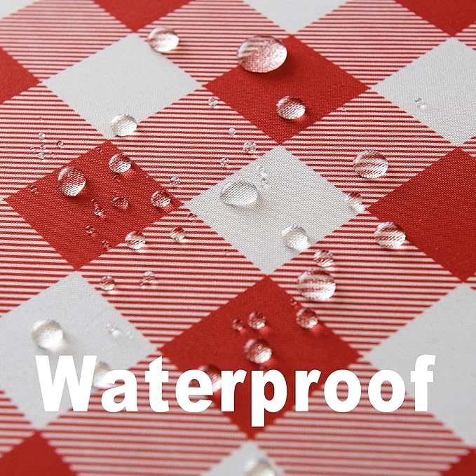Waterproof Plaid Tablecloth Fabric - Round 50 Inch Classic Gingham Checker Table Cloth for Indoor/Outdoor Use - Buffalo Table Cover for Picnics, BBQs, and Parties
