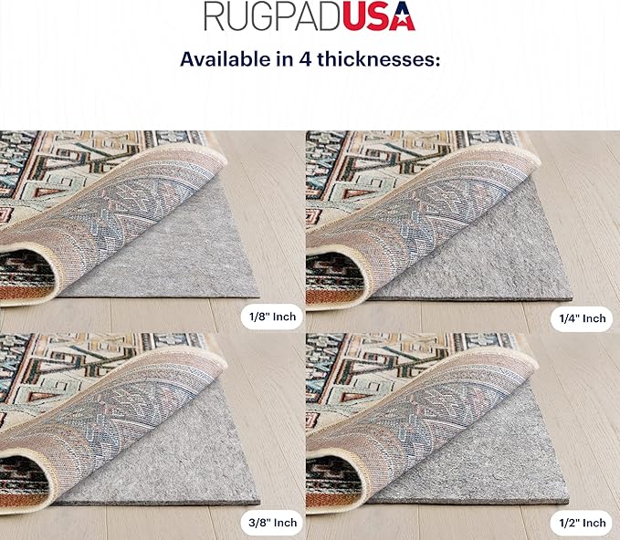 RUGPADUSA - Dual Surface - 4'x6' - 1/2" Thick - Felt + Rubber - Non-Slip Backing Rug Pad - Adds Comfort and Protection - for Hard Surface Floors