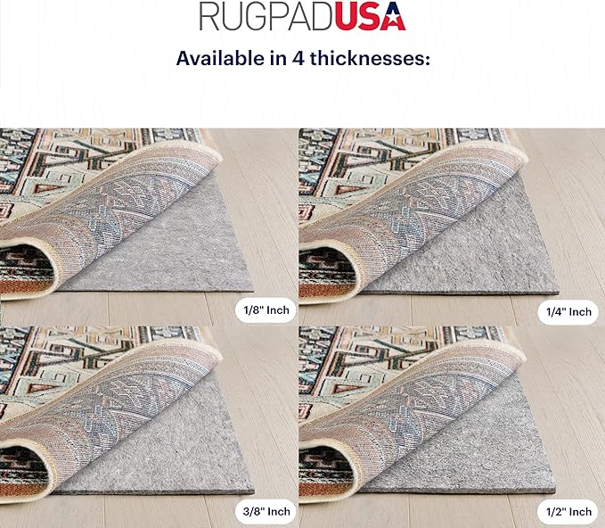 RUGPADUSA - Dual Surface - 2'x6' - 3/8" Thick - Felt + Rubber - Enhanced Non-Slip Rug Pad - Adds Comfort and Protection - for Hard Surface Floors
