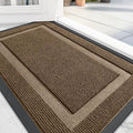 OLANLY Front Door Mat Indoor Outdoor Entrance, Waterproof All-Season, All-Weather Doormat, Sturdy Natural Rubber, Fade Resistant, Low Profile, Easy Clean Patio Porch Entryway Mat, 47x24, Brown