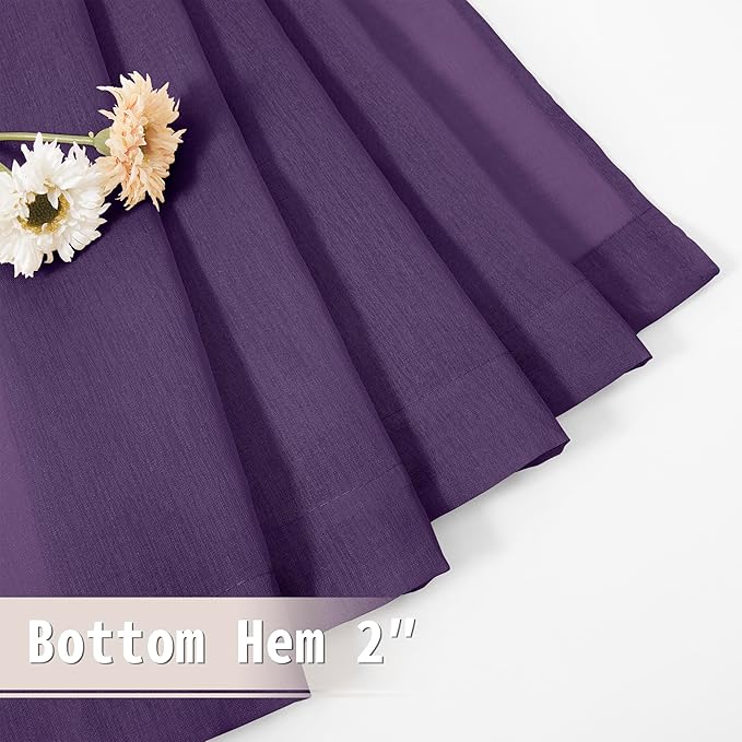 Tollpiz Small Sheer Door Curtain Closet Linen Textured Curtain Sheers Doorway Light Filtering Voile French Door Rod Pocket Curtains Patio Glass Door, 25 x 40 inches Long, Royal Purple, Set of 1 Panel