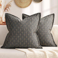 ZWJD Pillow Covers 24x24 Set of 2 Soft Polyester Textured Pillow Covers with Stylish Flange Edge Cozy Farmhouse Throw Pillows for Couch Bed Sofa Living Room