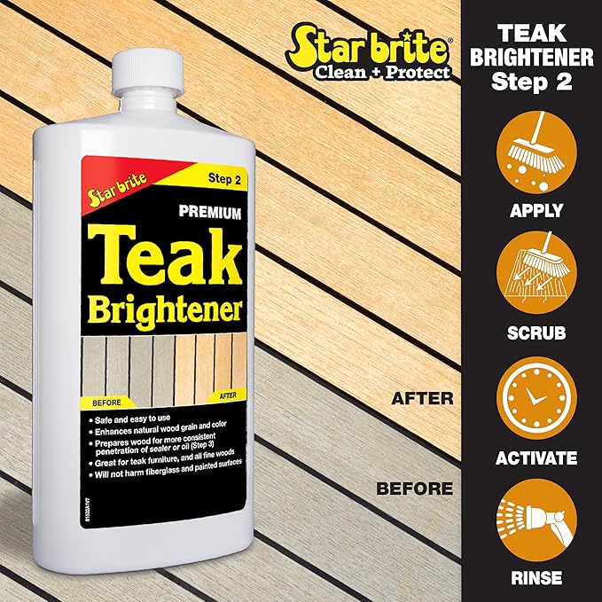 STAR BRITE Teak Care 3 Step Kit - Teak Cleaner + Teak Brightener + Teak Oil - 16 OZ (081216)