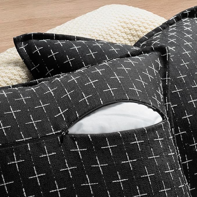ZWJD Pillow Covers 18x18 Set of 2 Soft Polyester Textured Pillow Covers with Stylish Flange Edge Cozy Farmhouse Throw Pillows for Couch Bed Sofa Living Room
