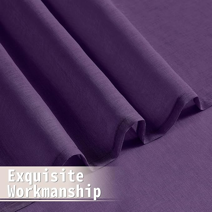 Tollpiz Sheer Door Curtain Closet Linen Textured Curtain Sheers Doorway Light Filtering Voile French Door Rod Pocket Curtains Patio Glass Door, 25 x 80 inches Long, Royal Purple, Set of 1 Panel
