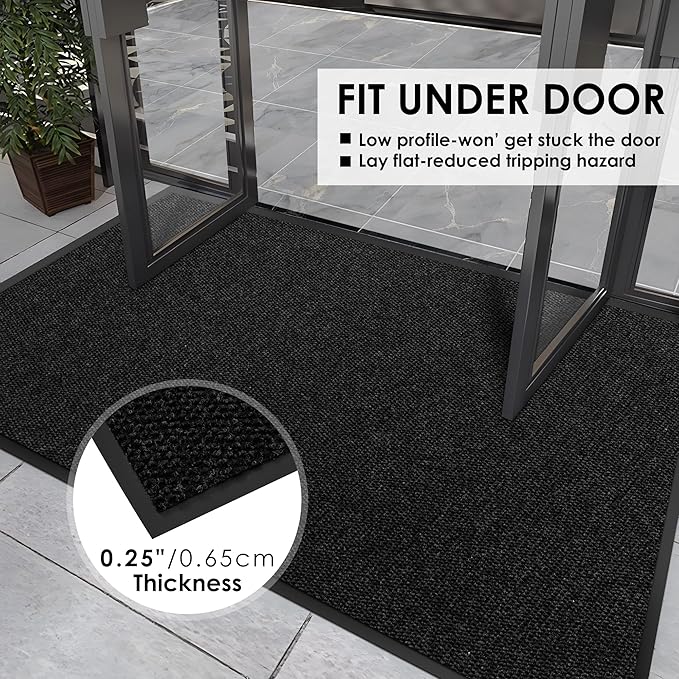 3′ x 9′ Front Door Mat Indoor Outdoor Entrance, Commercial Floor Mat Heavy Duty Dirt Trapper Entryway Doormat, Custom Size Non Slip Rubber Backing Welcome mat, Door Mat for High Traffic Area