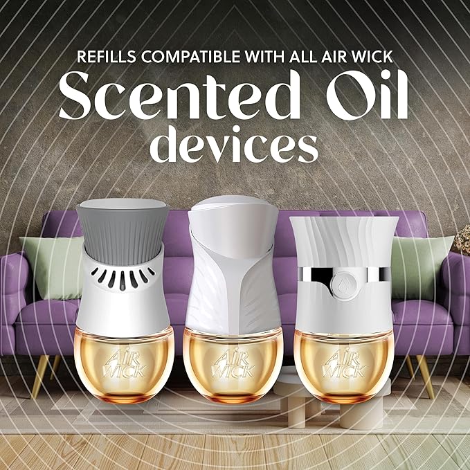 Air Wick Plug In Vibrant Scented Oil, Campfire + Winter Woods, Air Fresheners for Home Long Lasting,Home Room Fresheners,Air Freshener Plug In, House Essentials for Small Spaces + Large Spaces,5 ct