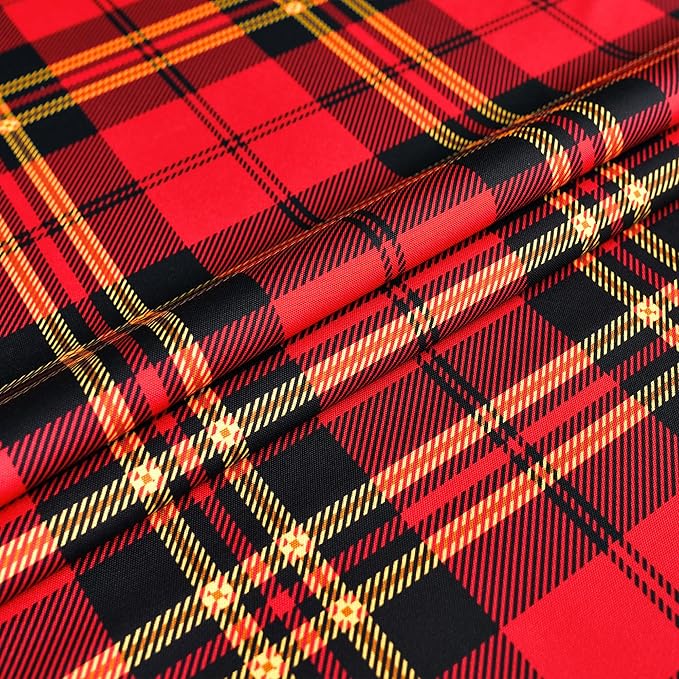 Waterproof Tartan Checkered Tablecloth Fabric - Rectangle 58x84 Inch Christmas Plaid Table Cloth for Indoor/Outdoor Use - Xmas Table Cover for Kitchen, BBQs, and Parties