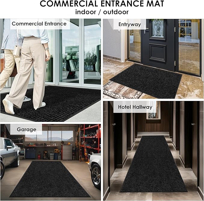 4′ x 22′ Front Door Mat Indoor Outdoor Entrance, Commercial Floor Mat Heavy Duty Dirt Trapper Entryway Doormat, Custom Size Non Slip Rubber Backing Welcome mat, Door Mat for High Traffic Area