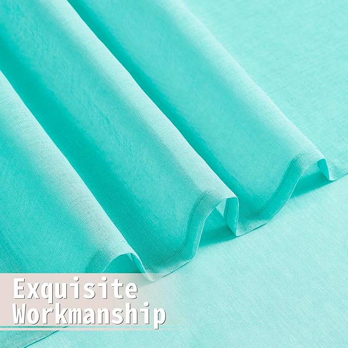 Tollpiz Sheer Door Curtain Closet Linen Textured Curtains Sheer Doorway Light Filtering Voile Patio Door Rod Pocket Curtain French Door, 54 x 72 inches Long, Aqua Blue, Set of 1 Panel