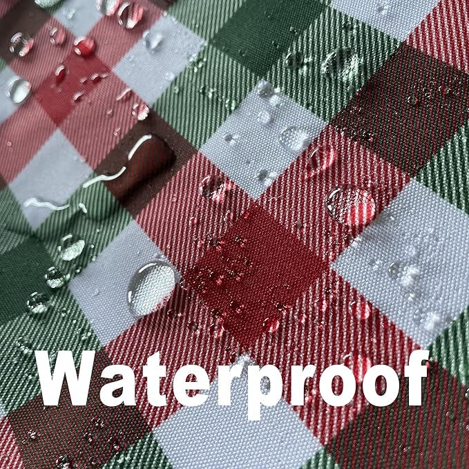Gingham Xmas Tablecloth Fabric - Oblong 58x120 Water Resistant Christmas Plaid Table Cloth for Indoor/Outdoor Use - Red Tabletop Cover Perfect for Birthday, Picnics, Gardens