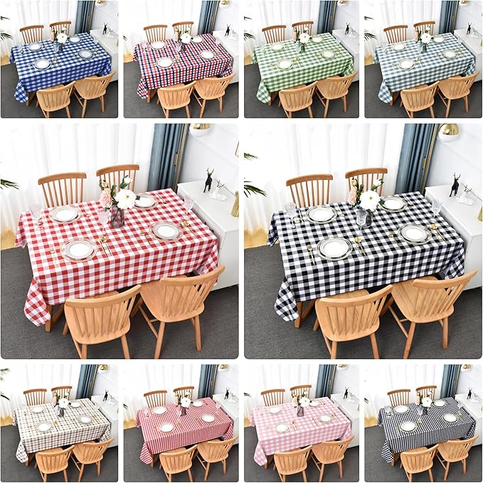 Waterproof Plaid Tablecloth Fabric - Round 70 Inch Classic Gingham Checker Table Cloth for Indoor/Outdoor Use - Buffalo Table Cover for Picnics, BBQs, and Parties