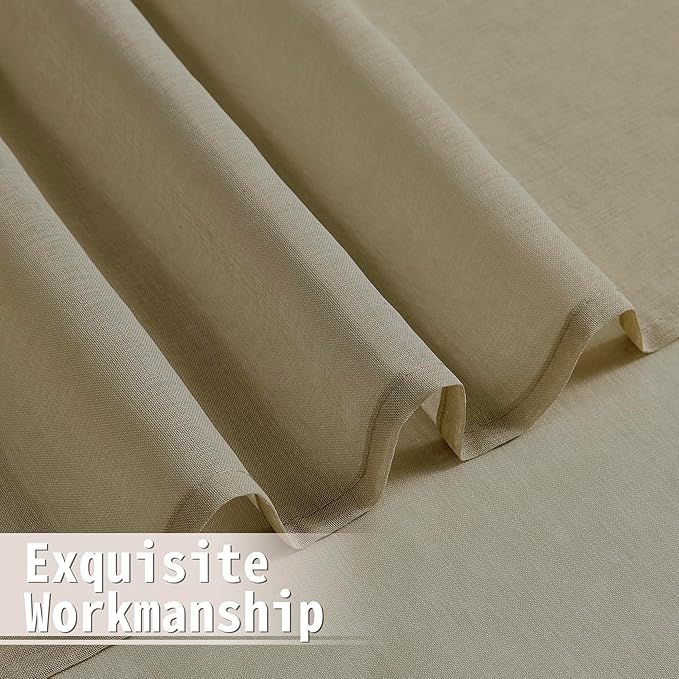 Tollpiz Sheer Door Curtains Closet Linen Textured Curtains Sheer Doorway Light Filtering Voile Rod French Door Pocket Curtain Patio Glass Door, 25 x 72 inches Long, Taos Taupe, Set of 1 Panel