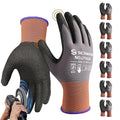 Schwer 6 Pairs Safety Work Gloves with Sandy Nitrile Coating LT5626, Max Abrasion Resistance Heavy Duty Gloves with Grip for Men and Women, Ideal for General Use, Mechanic, Construction, Gardening, XS